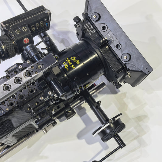 Chewa clip-on matte box mounted on cinema camera lens